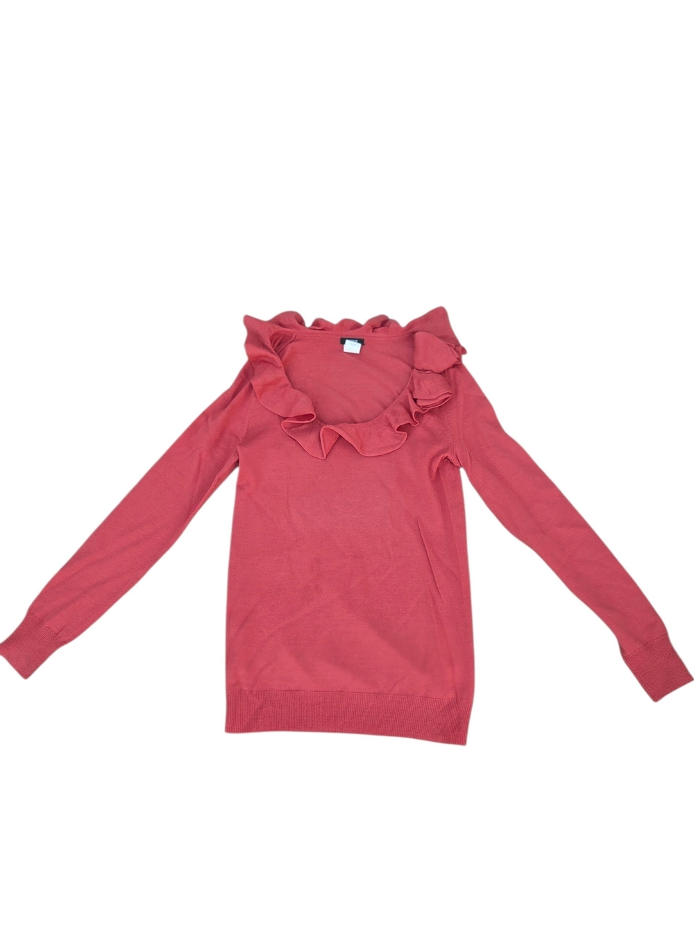J. Crew Coral Merino Wool Ruffle Neck Sweater. XS.